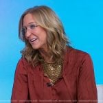 Lara’s brown tie neck blouse on Good Morning America