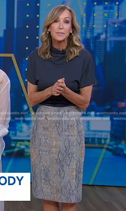 Lara’s grey snake print pencil skirt on Good Morning America