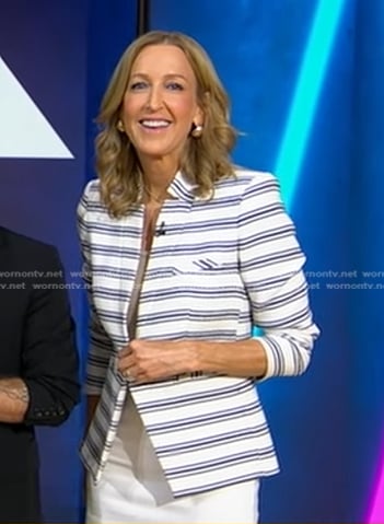 Lara's white striped blazer on Good Morning America