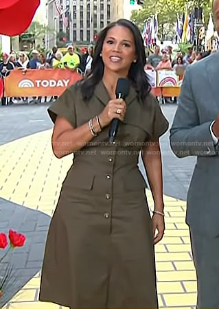 Laura's khaki green utility dress on Today