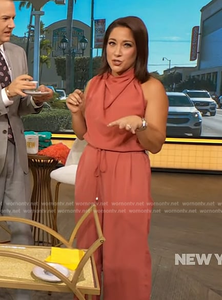 Lauren Pastrana's orange top and pant set on The Drew Barrymore Show