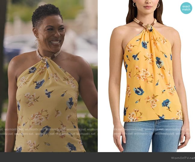 Lauren Ralph Lauren Floral Crinkle Georgette Halter Top worn by Viola Smith (Vernee Watson) on Bel-Air