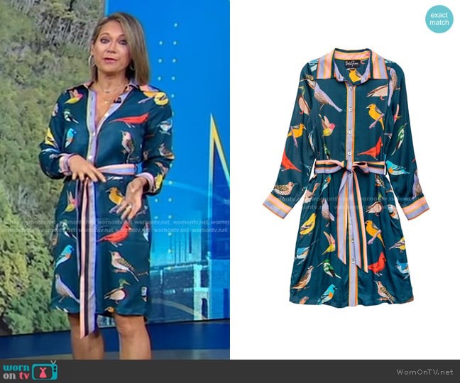 Lesley Evers Zelda Bird Dress worn by Ginger Zee on Good Morning America