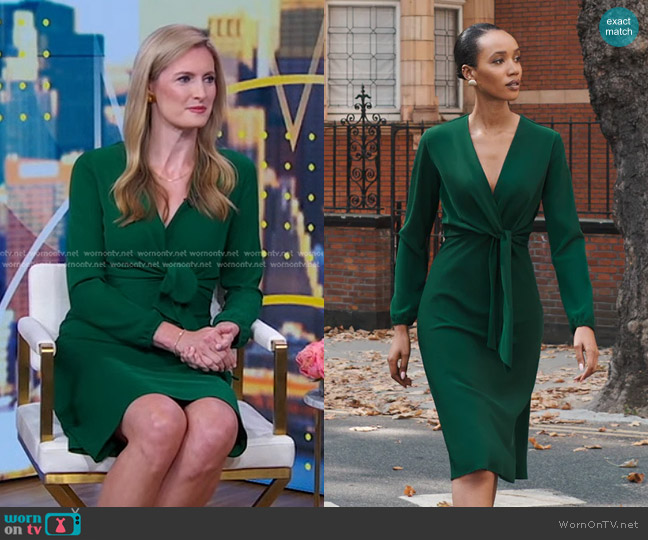 Libby London Broadway in Kelly Green Dress worn by Alexandra Reeve Givens on Good Morning America