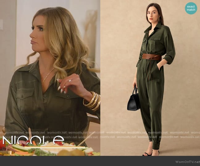 LilySilk Sandwashed Safari Jumpsuit worn by Nicole Young on Selling Sunset