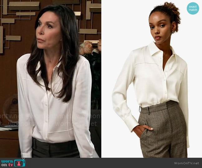 Lily Silk Sprezzatura Silk Blouse worn by Anna Devane (Finola Hughes) on General Hospital