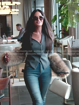 Lisa's grey fur sleeve jacket on The Real Housewives of Salt Lake City