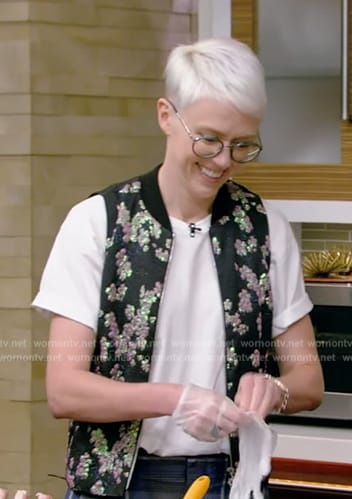 Lish Steiling's floral jacquard vest on Live with Kelly and Mark