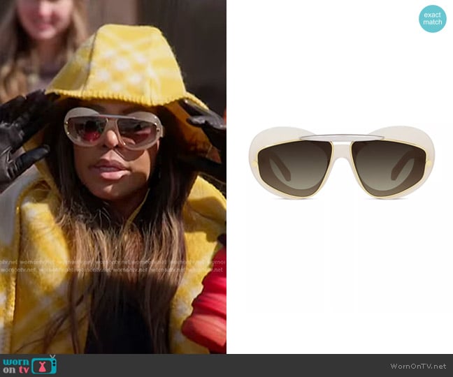 Loewe Double Frame 47MM Geometric Sunglasses in Ivory worn by Mary Cosby on The Real Housewives of Salt Lake City