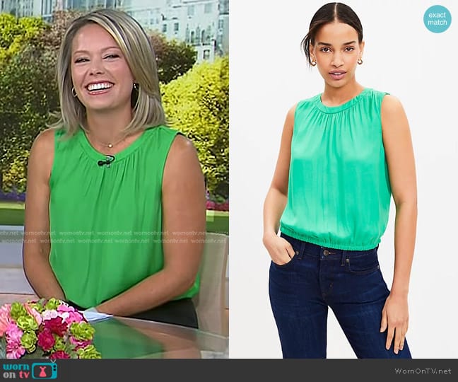 Loft Sleeveless Bubble Hem Top in Fresh Clover worn by Dylan Dreyer on Today