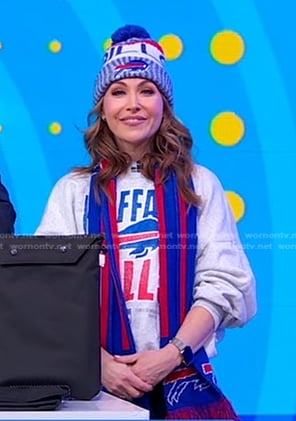 Lori's Buffalo Bills print sweatshirt on Good Morning America