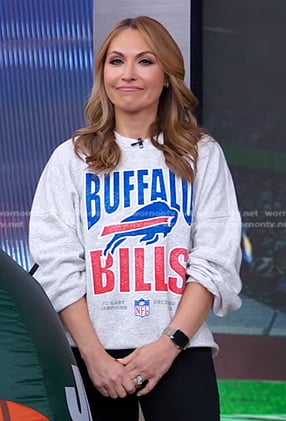 Lori's Buffalo Bills print sweatshirt on Good Morning America