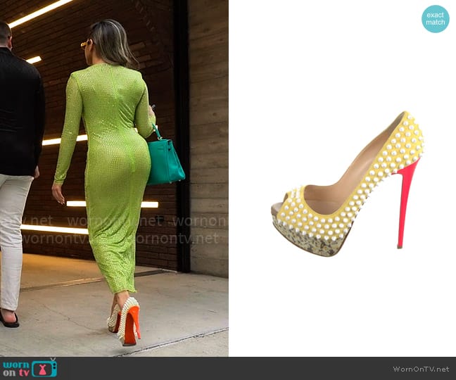 Christian Louboutin Spike Accents Suede Pumps worn by Jade Shenker on Owning Manhattan