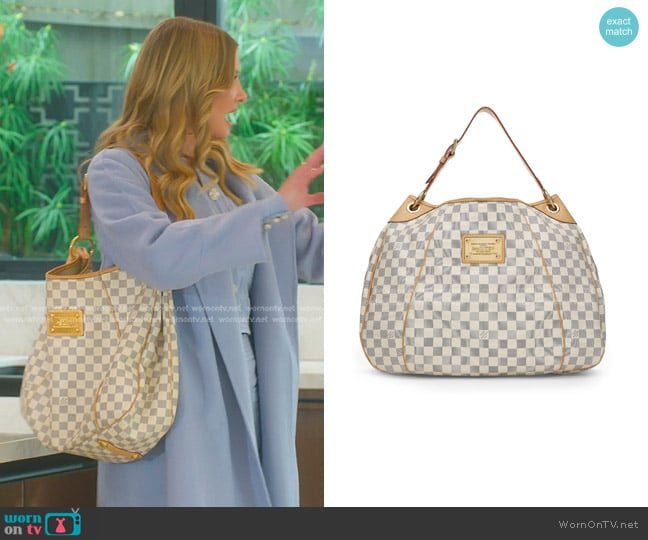 Louis Vuitton Damier Azur Canvas Galliera PM Bag worn by Nicole Young on Selling Sunset