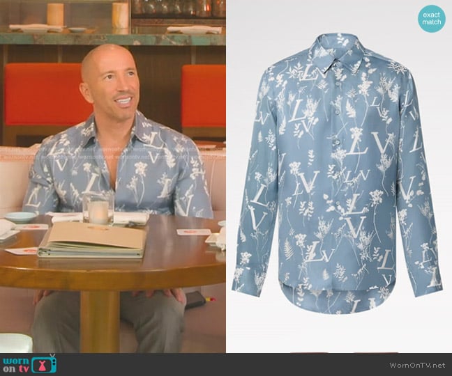 Jason’s blue floral print shirt on Selling Sunset