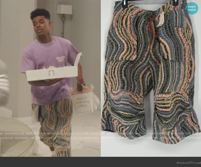 Louis Vuitton Vitelli swirl-print knit shorts worn by Will Smith (Jabari Banks) on Bel-Air