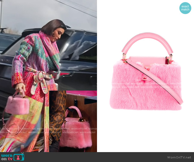 Louis Vuitton Mink Capucines Mini Bag with Strap worn by Bronwyn Newport on The Real Housewives of Salt Lake City