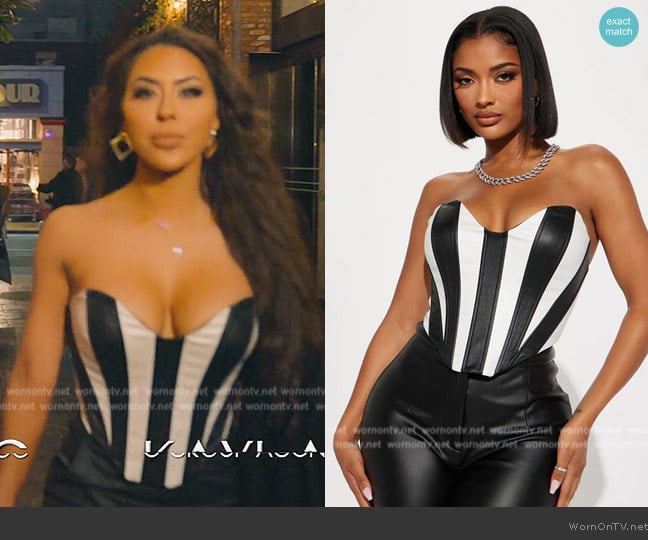 Fashion Nova Leather Corset Top worn by Kayla Cardona on Selling Sunset