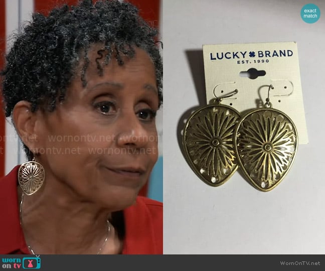 Lucky Brand Leafy Gold Tone Earrings worn by Stella Henry (Vernee Watson) on General Hospital