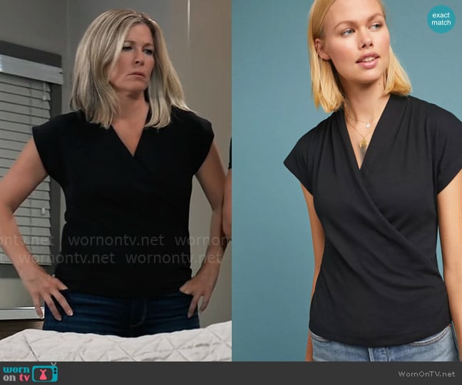 Maeve at Anthropolgie Wakefield Wrapped Top worn by Carly Spencer (Laura Wright) on General Hospital