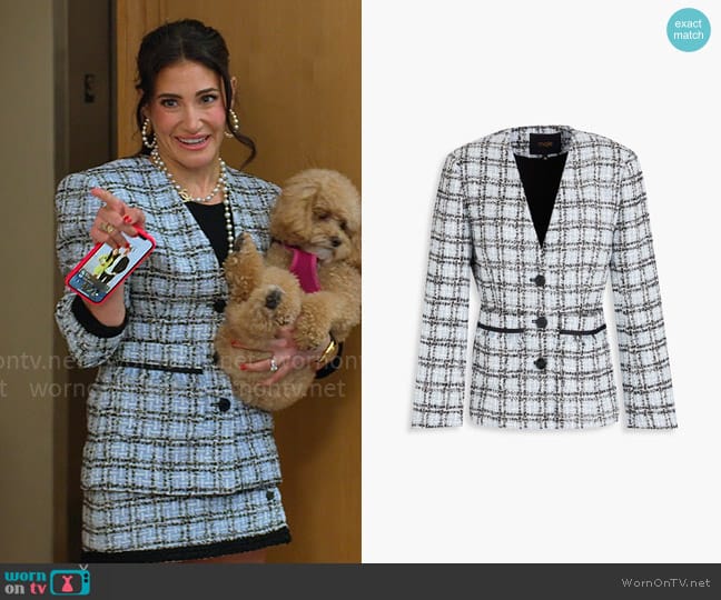 Chloe’s checked tweed blazer on Owning Manhattan