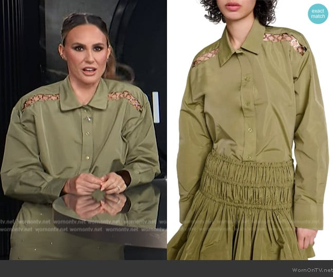 Maje Openwork shirt worn by Keltie Knight on E! News