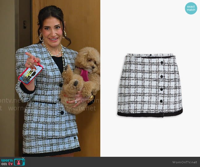 Chloe’s checked tweed skirt on Owning Manhattan