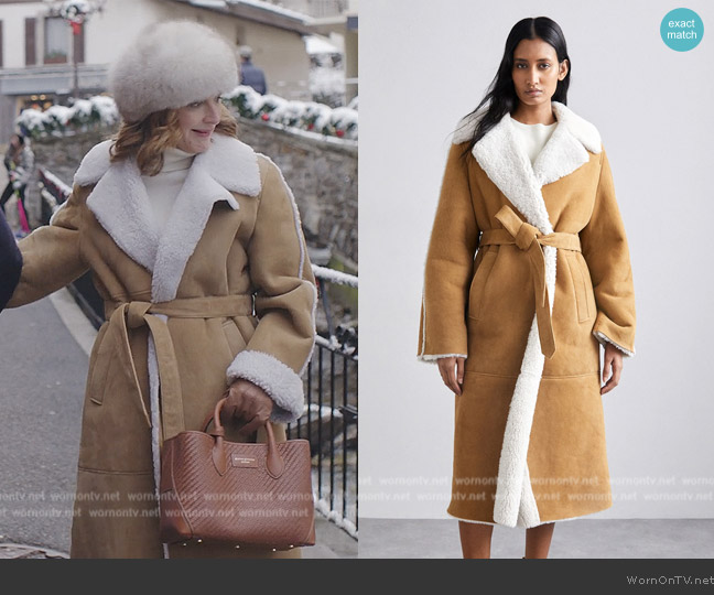 Maje Gapite Shearling Coat worn by Louis (Camille Japy) on Emily in Paris