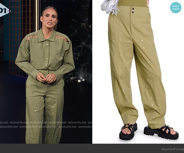 Maje Studded Wide Leg Trousers worn by Keltie Knight on E! News