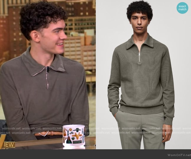 Mango Zip neck jumper worn by Joe Locke on The View