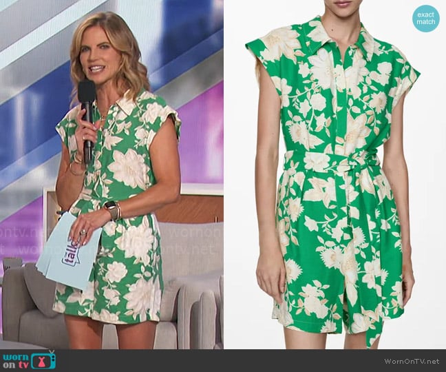 Mango Floral Romper worn by Natalie Morales on The Talk