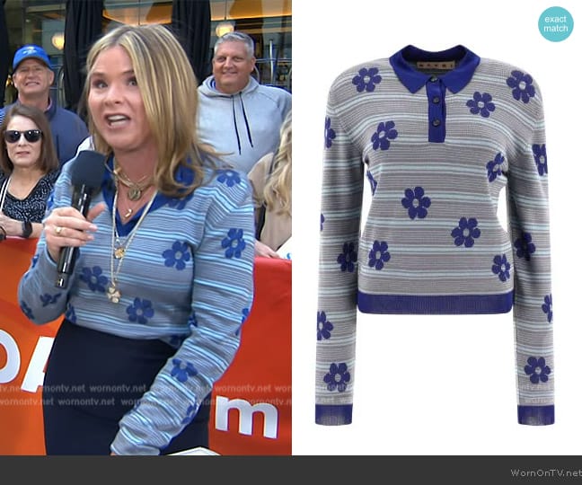 Marni Floral embroidered striped polo worn by Jenna Bush Hager on Today