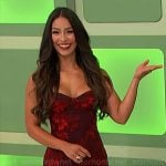 Manuela’s red floral midi dress on The Price is Right