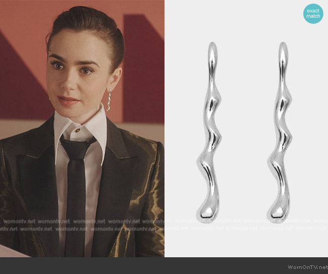 Mara Paris Poem Twin Earrings worn by Emily Cooper (Lily Collins) on Emily in Paris