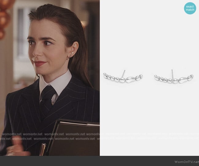 Mara Paris Memories Huggie Earrings worn by Emily Cooper (Lily Collins) on Emily in Paris