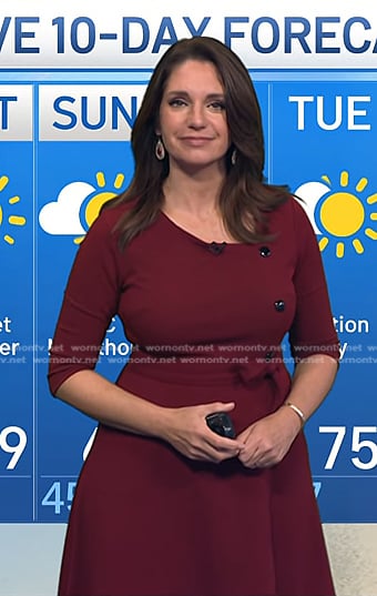 Maria's burgundy button detail dress on Today