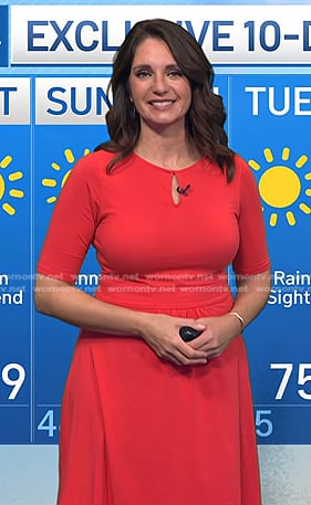 Maria's red keyhole dress on Today