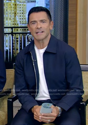 Mark's blue zip front jacket on Live with Kelly and Mark