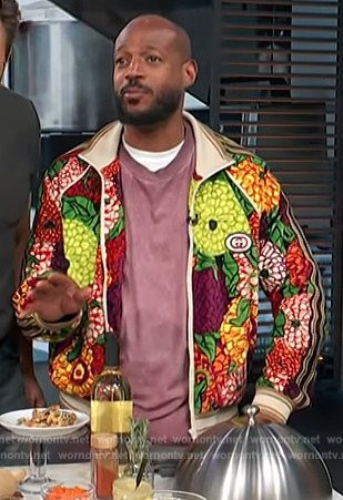 Marlon Wayans' floral bomber jacket on Access Hollywood