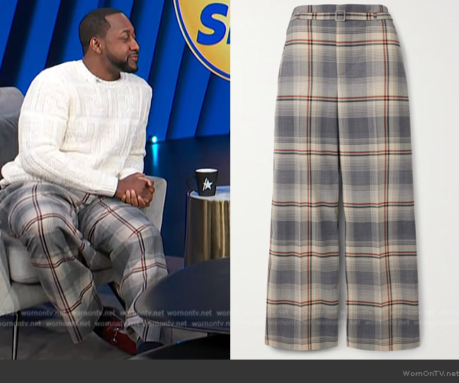 Marni Belted checked crepe wide-leg pants worn by Jaleel White on Access Hollywood