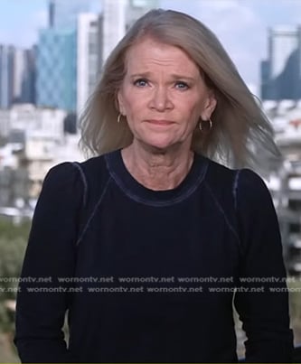 Martha’s navy puff long sleeve top on Good Morning America