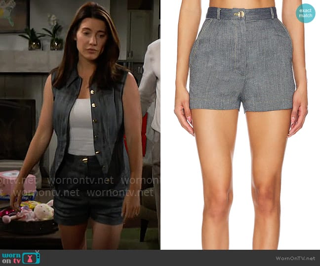 Matthew Bruch High Waist Hot Short worn by Steffy Forrester (Jacqueline MacInnes Wood) on The Bold and the Beautiful