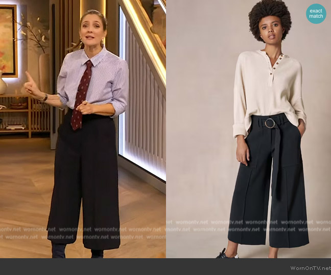 Me+Em Removable Buckle Cropped Culotte worn by Drew Barrymore on The Drew Barrymore Show