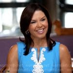 Meg Oliver’s blue dress with white embroidery on CBS Mornings