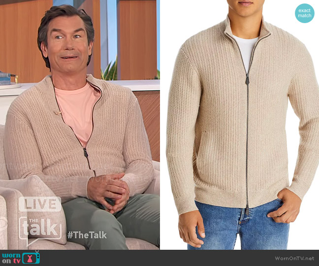 The Mens Store at Bloomingdales Wool & Cashmere Textured Full Zip Mock Neck Sweater worn by Jerry O'Connell on The Talk