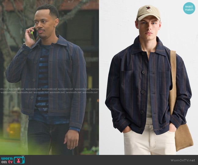 Zara Contrast Striped Overshirt worn by Terrence Stewart (Anthony Chatmon II) on Reasonable Doubt