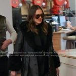 Meredith’s black shearling leather coat and bag on The Real Housewives of Salt Lake City