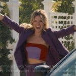 Merritt’s purple suit and tube top on The Perfect Couple