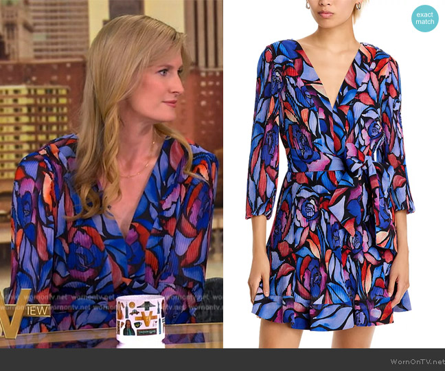 Milly Liv Dream Pleated Tie Belt Long Sleeve Minidress worn by Alexandra Reeve Givens on The View