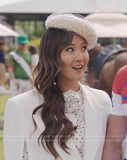 Mindy's lace beret on Emily in Paris